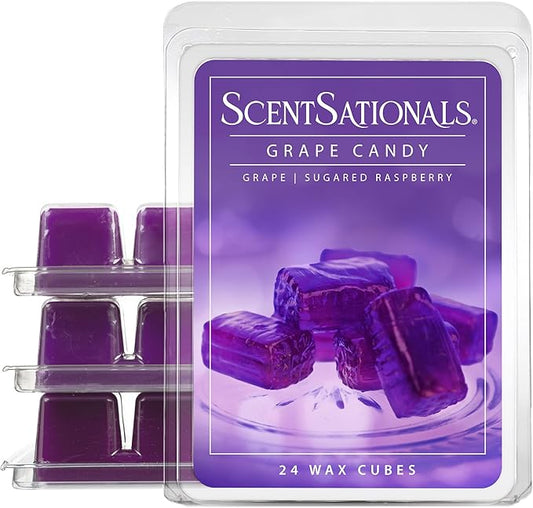 Scentsationals Wax Melts, Wax Cubes Strong Scent – Candy Collection 2 Grape Candy – Long Lasting Scented Melts for Warmer, 10oz (24-Cubes)