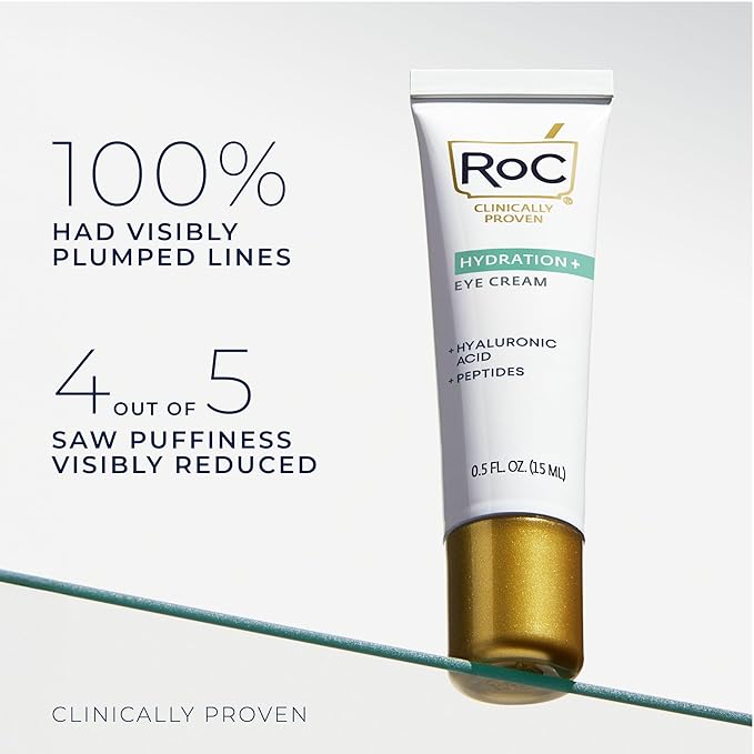 RoC Multi Correxion Hyaluronic Acid Anti Aging Under Eye Cream for Puffiness & Dark Circles (.5 OZ) + RoC Retinol Capsules (7 CT), Skin Care Routine, Fragrance & Paraben Free for Women and Men