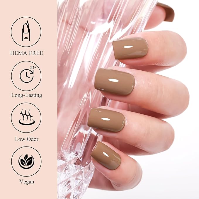 10ml Hema Free Fall Gel Nail Polish Set 6 Colors Beige Brown Nude Chocolate Gel Nail Polish Kit Soak Off Nail Art Salon Home DIY Gift for Women