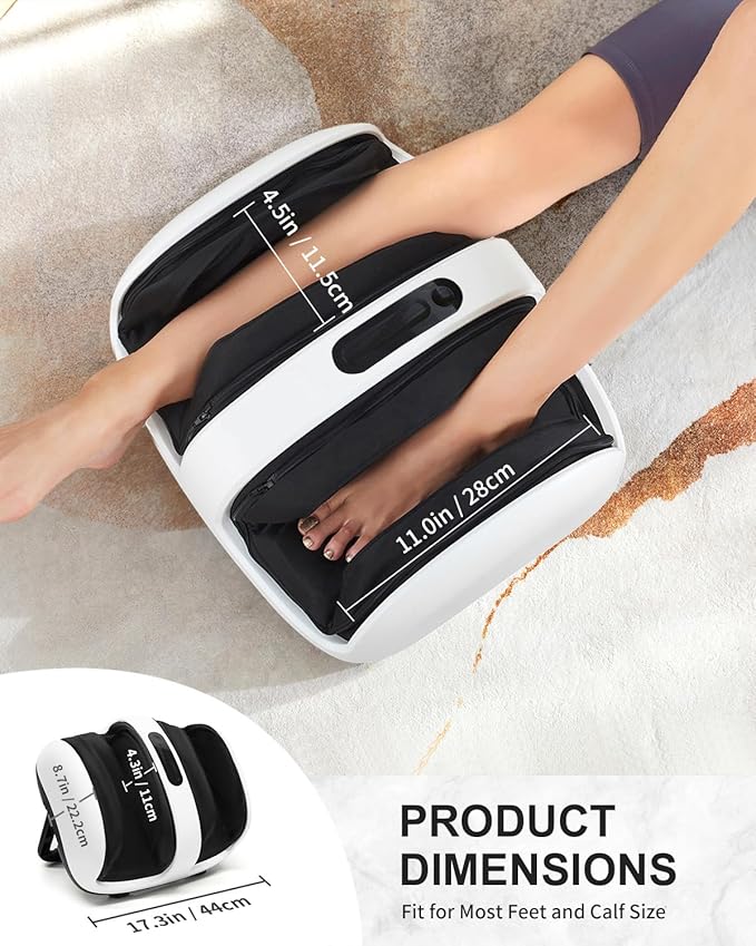 Nekteck Foot Shiatsu Massager for Circulation and Pain Relief, Smart Electric Massage Machine with Heat, Deep Kneading, Vibration for Feet, Calf, Arm Muscle Relax White (APP Control)