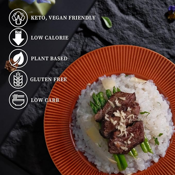 YUHO Shirataki Konjac Keto Rice: Gluten Free Plant Based Low Carbs Vegan Fat Free Noodle Rice - 8 Pack Inside 53.61 OZ