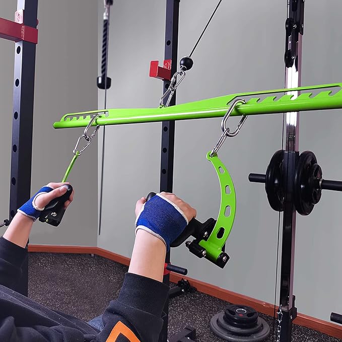 KORIKAHM Adjustable Lat Pull down Bar, Cable Machine Attachments for Gym, Home Gym Fitness T-bar Row Pulldown Attachments, Lat Pull Down Machine Wide Grip Neutral Grip Handle