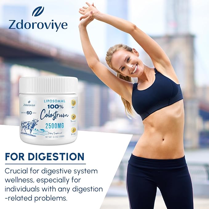 Liposomal Bovine Colostrum Powder Supplement 2500 mg, Higher Absorption Than Regular Bovine Colostrum (60 Servings)