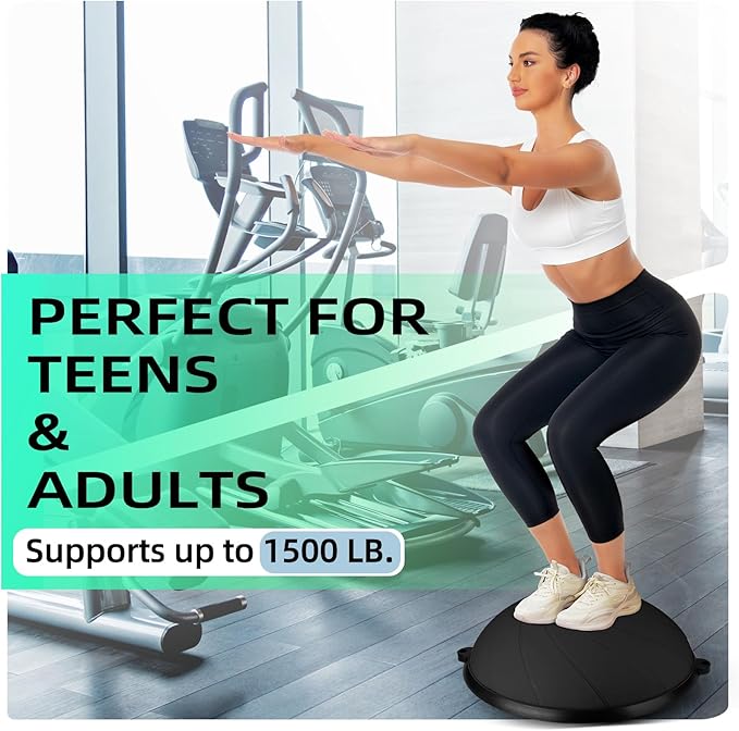 Half Balance Ball, 23 Inch Balance Ball Trainer with Foot Pump for Improving Balance Core Strength and Fitness, Balance Balls Perfect for Home Gym Workout Use