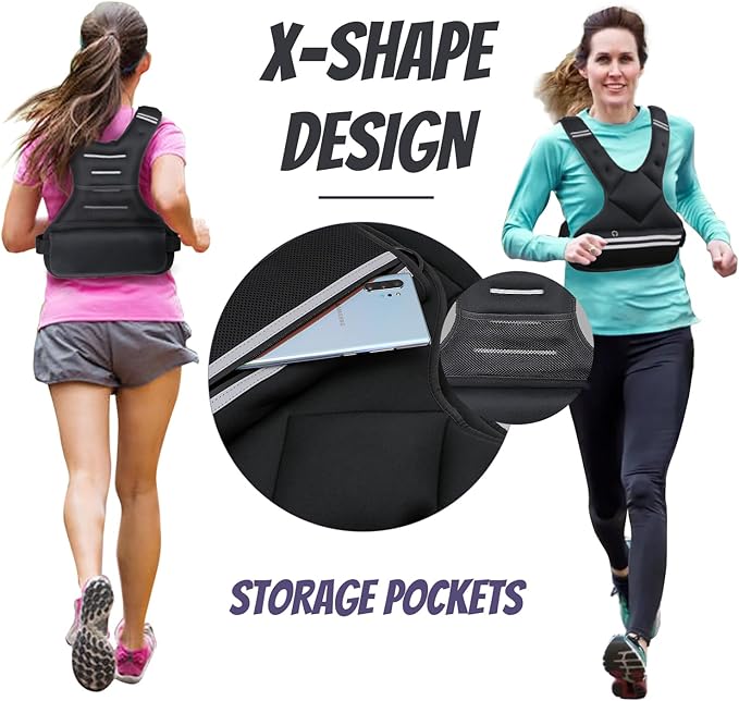 JoyPlus Adjustable Weight Vest,Strength Training Running Vest, Workout Equipment, Sport Exercise, Fitness, Weight Loss for Men 12LB, Women 8LB, Velcro or Buckle