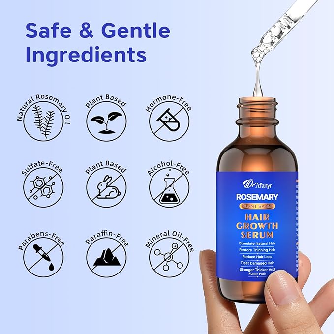 Hair Growth Serum with Rosemary Oil & Saw Palmetto - 100% Natural Plant-Based Formula to Stimulate Follicles, Revive Roots for Visibly Thicker Fuller Hair, Reduce Shedding and Loss For Men & Women