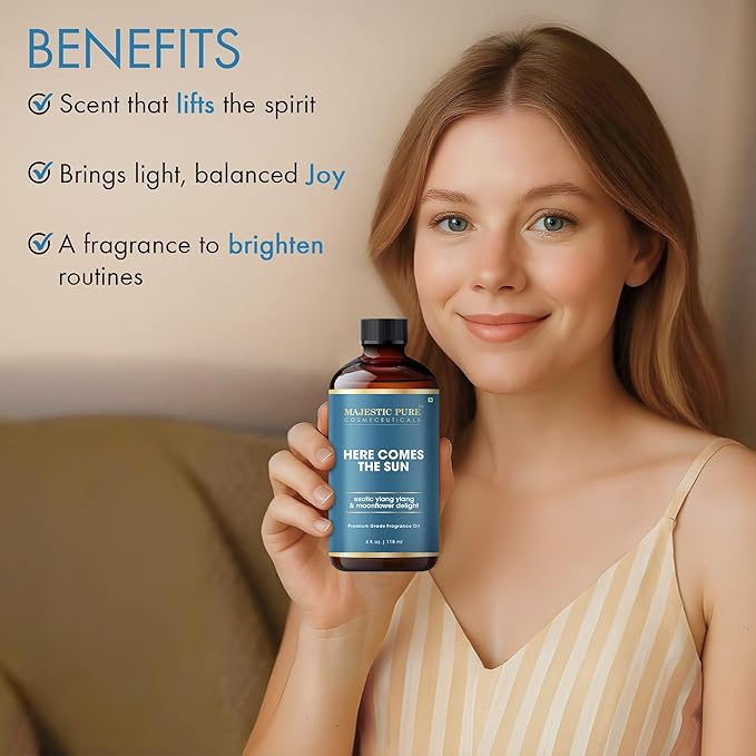 MAJESTIC PURE Exotic ylang ylang & Moonflower Delight Premium Grade Fragrance Oil | Free from Mineral Oil Used in Diffusers, DIY, Self Care | 4 Fl Oz