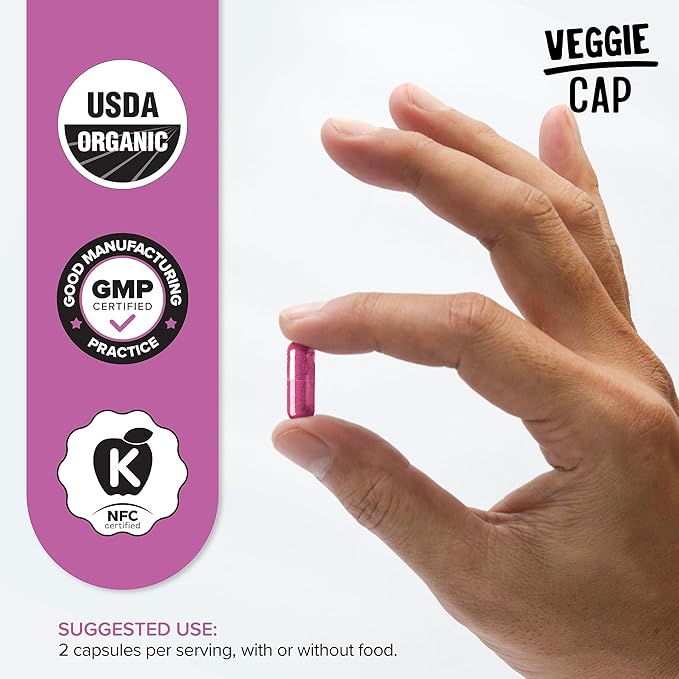 Stong Organics Beet & Carrot Capsules | Potent Nitric Oxide Booster for Circulation, Energy & Heart Health | USA Grown Superfood Blend with 60% Beets & 40% Carrots | 120 Vegan Caps