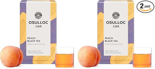 OSULLOC Peach Black Tea (Tropical Mango & Peach Flavor), Fruit tea Blend, Premium Teabags from Jeju Island, 20 count (Pack of 2)