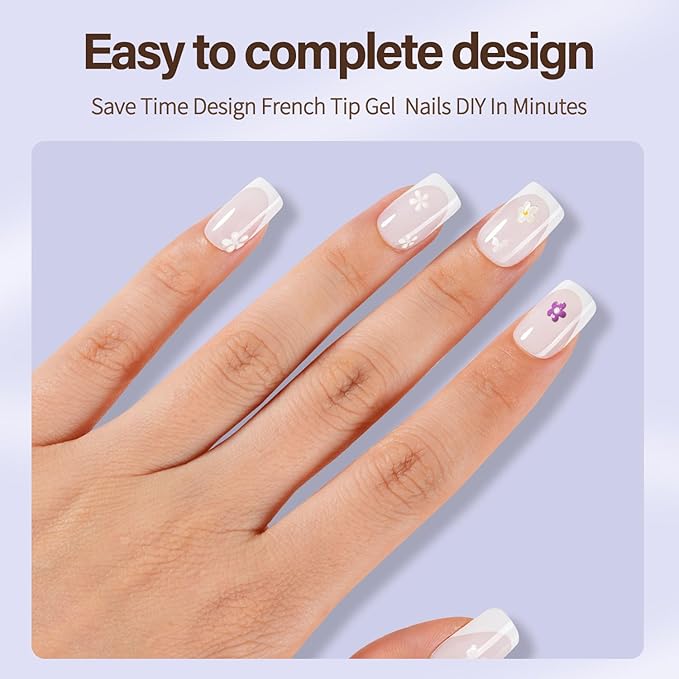 Misssixnails White French Gel Nail Tips, 150Pcs Soft Gel French Tip Press on Nails, Short Square Pre-shaped False Nails, No Need to File Fake Nails for Nail Art DIY