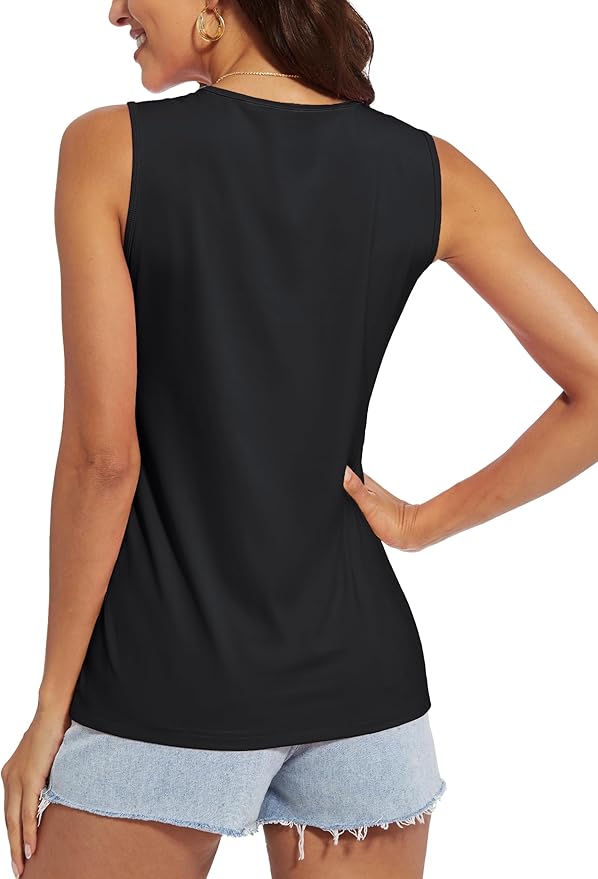 MAGCOMSEN Women's Workout Tank Top Athletic Muscle Sleeveless Crew Neck Shirt UPF 80+ Moisture Wicking Gym Running