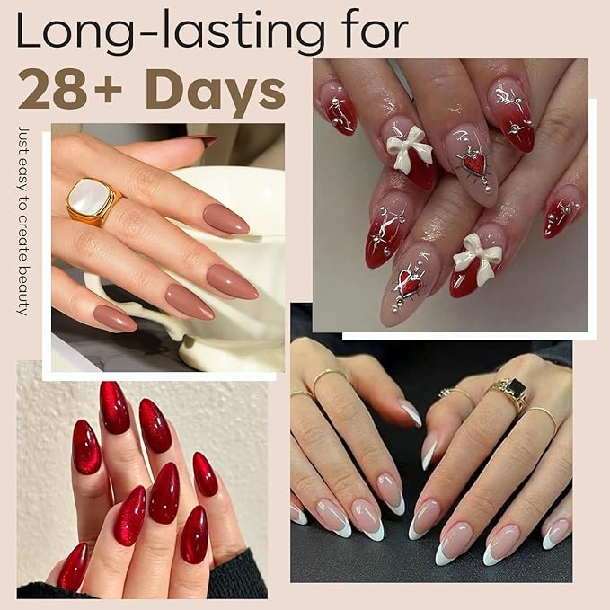 modelones Medium Almond Nail Tips, Pre-shaped Soft Gel Tips Fake Nails False Acrylic Clear Full Cover Press on Extension Kit Gel Manicure DIY at Home 216PCS 12Sizes