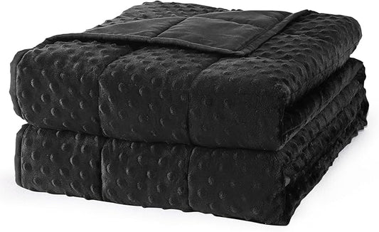 Mr. Sandman Weighted Blanket for Adults, Heavy Blanket for Woman,Man Sleeping/Calm, Soft and Cozy Weighted Throw Blankets, Machine Washable, 48 x 72in, 15 lbs, Black