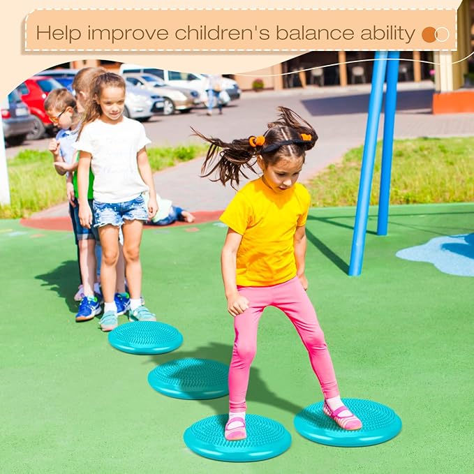 Amylove 6 Pcs Wiggle Seat Inflated Wobble Cushion for Sensory Kid 13 Inch Balance Disc Kids Flexible Seating Exercise Sensory Pad Chair Cushion for Classroom Office School