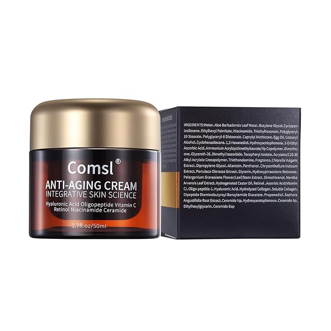 Collagen, Hyaluronic acid, Oligopeptides, Vitamin C, Retinol, Niacinamide, Ceramide - Anti-Aging Face Moisturizer for Face, Firming Skin Care,Neck & Upper Chest - Made in USA,1.7 fl.oz.