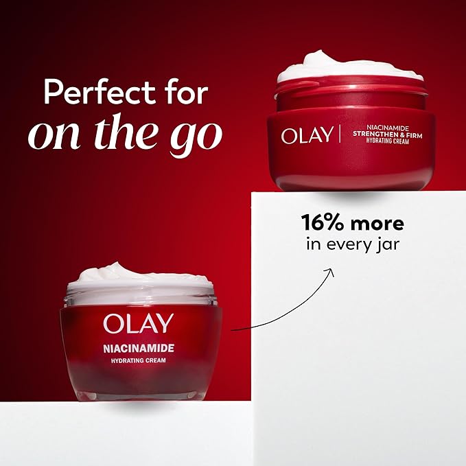 Olay Niacinamide Face Moisturizer, Strong & Firm Cream for Women, Anti-Aging, Anti-Wrinkle, Firming Skin Care, Evens, Hydrates to Repair Barrier, Recyclable Sustainable Eco Jar, Non-Greasy, 2 oz