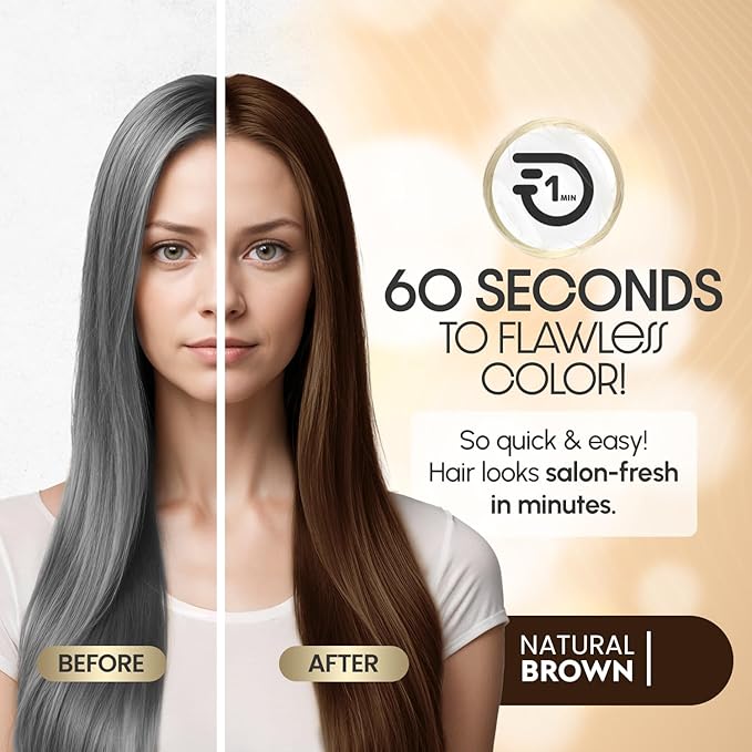 Herbishh Rapid Infusion Hair Color Cream – 4N Natural Brown Hair Dye Permanent One Minute with Comb Applicator, Hair Color for Gray Hair Coverage, Ammonia-Free, Patented Korean Technology, 2.03 fl. Oz