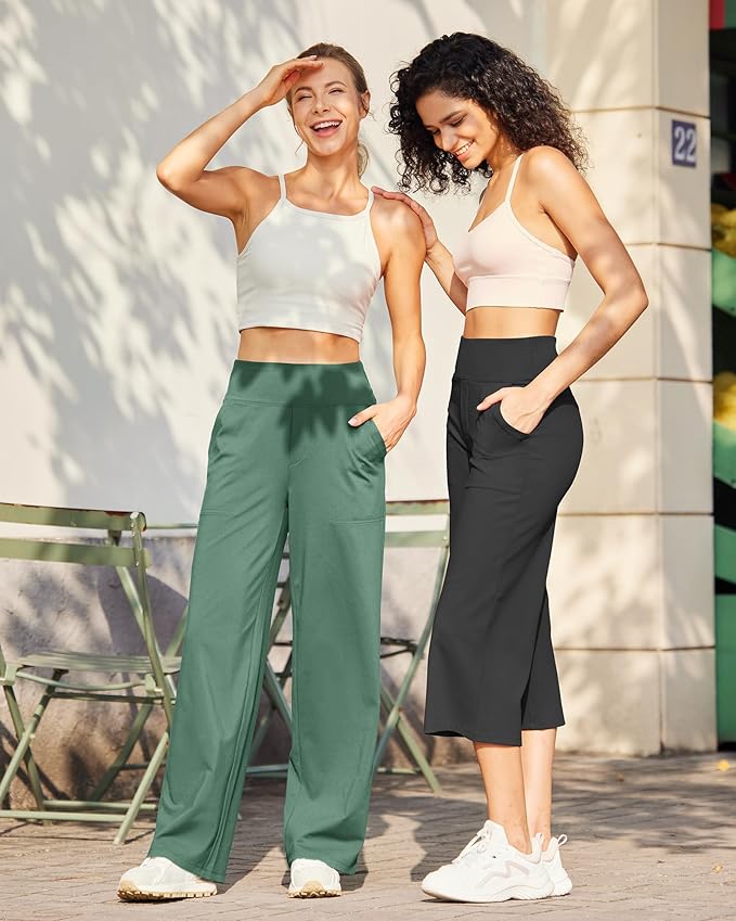 G4Free Yoga Pants Women Wide Leg Pants with Pockets High Waist Stretch Dress Casual Sweatpants Petite/Regular/Tall