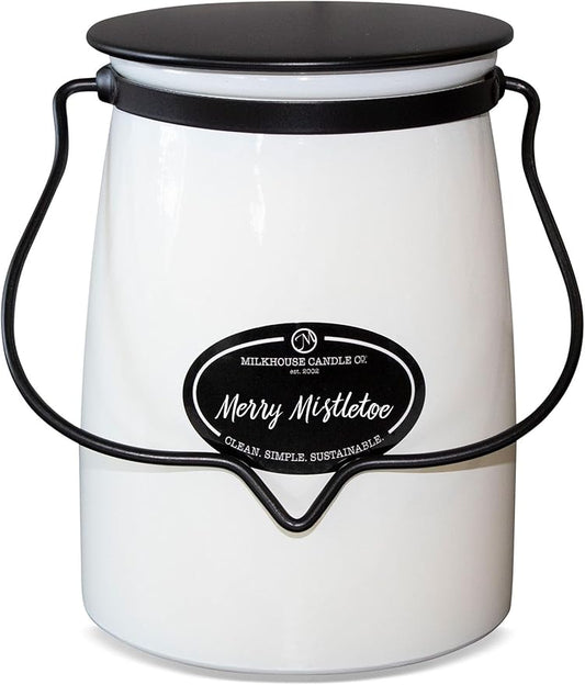Milkhouse Candle Company - Merry Mistletoe - Creamery Collection - 22oz Single Cotton Wick Soy Candles with Beeswax - Long Burn Time, Made in The USA - Non Toxic, Premium Scented Candles