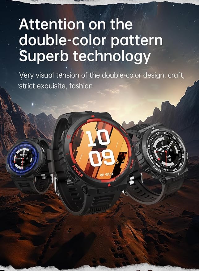 Military Smart Watch for Men with LED Flashlight Tactical Smart Watch 1.53”HD Screen Rugged Smartwatch 3ATM Waterproof 100+ Sports Fitness Tracker with Heart Rate Monitor for iOS Android