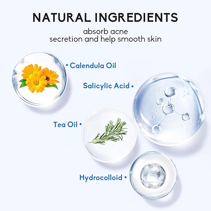 Large Acne Pimple Patches for Face, 6 Sizes 142 Counts Big Hydrocolloid Bandages for Body, Forehead, Chin, Nose, Neck & Chest(Round, Oval, Moon, Square)