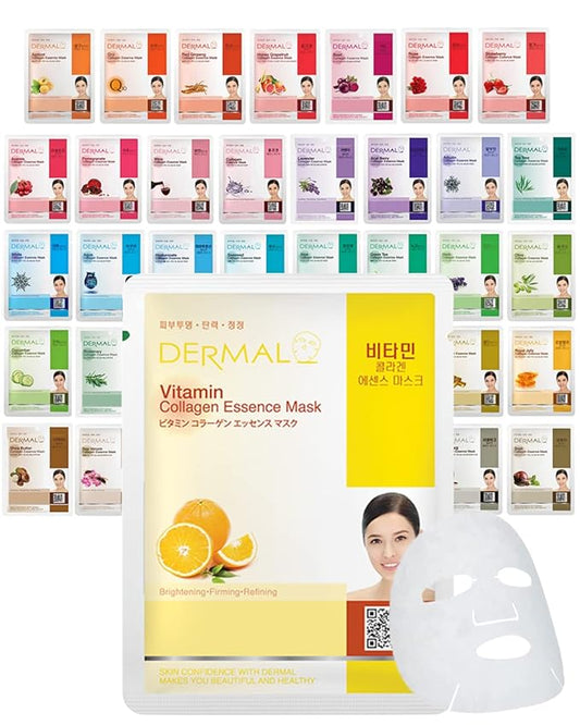 DERMAL 39 Combo Pack Made in Korea Facial Mask – 20+ Years of Trusted K-Beauty, Premium Quality vs. Generic Chinese Masks, Best Value Sheet Mask for Daily Skincare