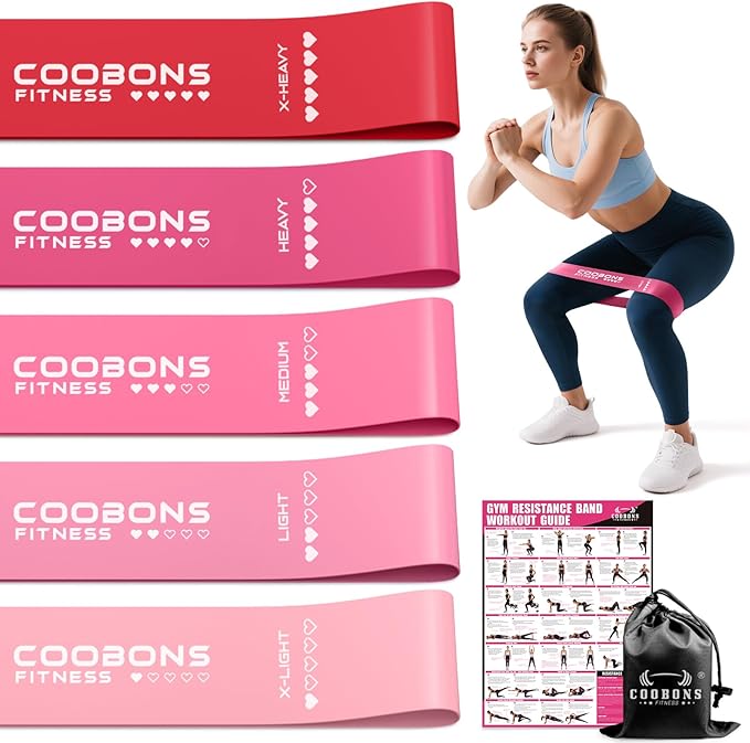 Resistance Bands for Working Out, Exercise Bands Resistance Bands Set with 5 Resistance Levels, Latex Loop Bands for Women Men, Workout Bands for Legs, Glutes, Strength Training, Yoga, Home Gym