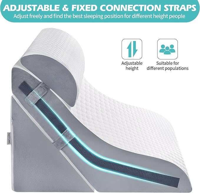 Wedge Pillow for Sleeping, Orthopedic Bed Wedge Pillow Set, 15-in-1 3PCS Adjustable Memory Foam Wedge Pillow Post Surgery, 9 &16 & 20 inches Height 3-in-1 Incline Wedges Pillows