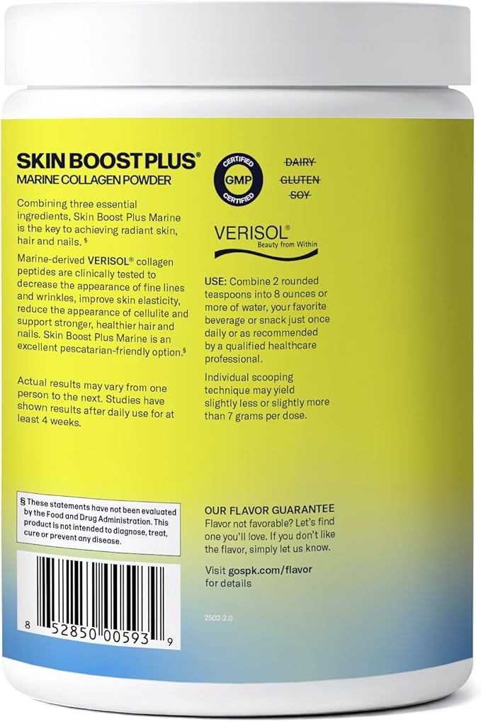 Marine-derived VERISOL Bioactive Hydrolyzed Collagen Peptides | Collagen Powder Supplement with Vitamin C & Hyaluronic Acid | Marine Skin Boost Plus (Peach) [50-Serves]