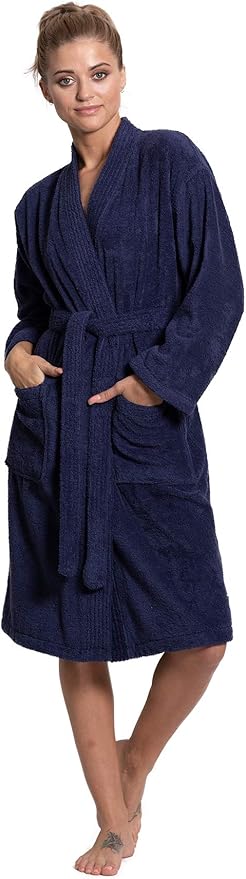 Turkuoise Soft & Absorbent Towel Robe, 100% Cotton Turkish Terry Cloth Kimono Bathrobes for Women