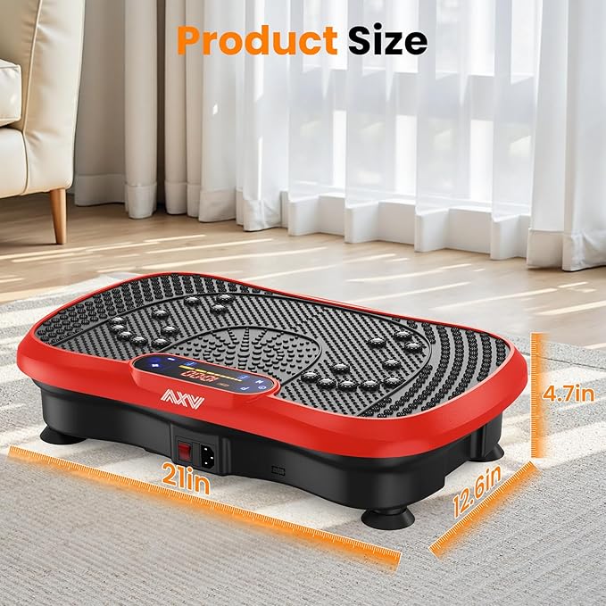 AXV Vibration Plate Fitness Platform Exercise Machine Vibrating Lymphatic Drainage Shaking Full Body Shaker Workout Vibrate Stand Shake Board Sport Gym for Weight Loss Fat Burner for Women Men