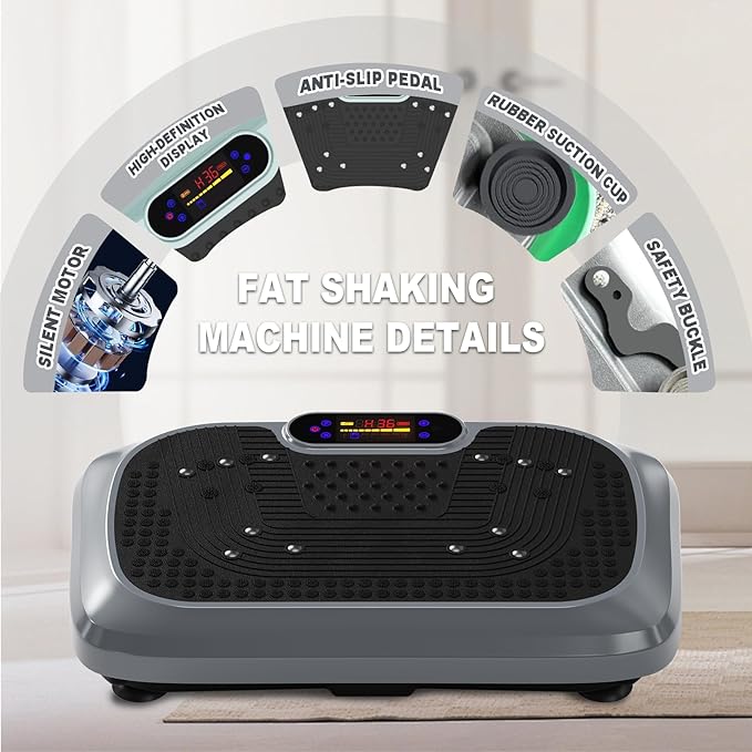 HOTSWEAT Vibration Plate Exercise Machine for Lymphatic Drainage, Power Plate Vibrating Platform, Shaker for Weight Loss, Exercise Board with 120 Levels for Home Gym