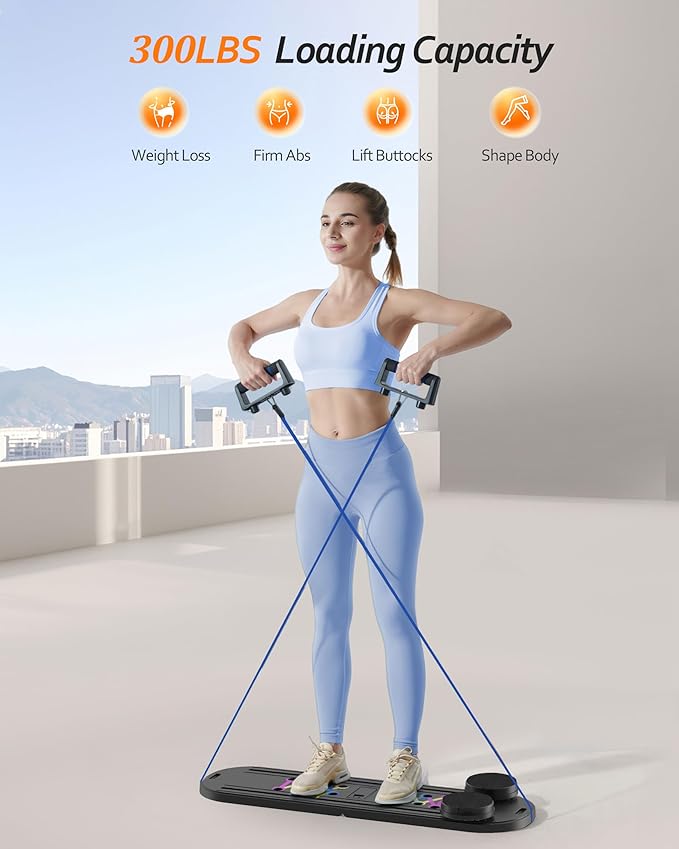 Pilates Board Pilates Reformer Set - Pilates Board for Home Workout, Multifunctional Pilates Board for Core, Glutes, Balance Training, Non-Slip Design with Cushioned Pads, Portable Pilates Board