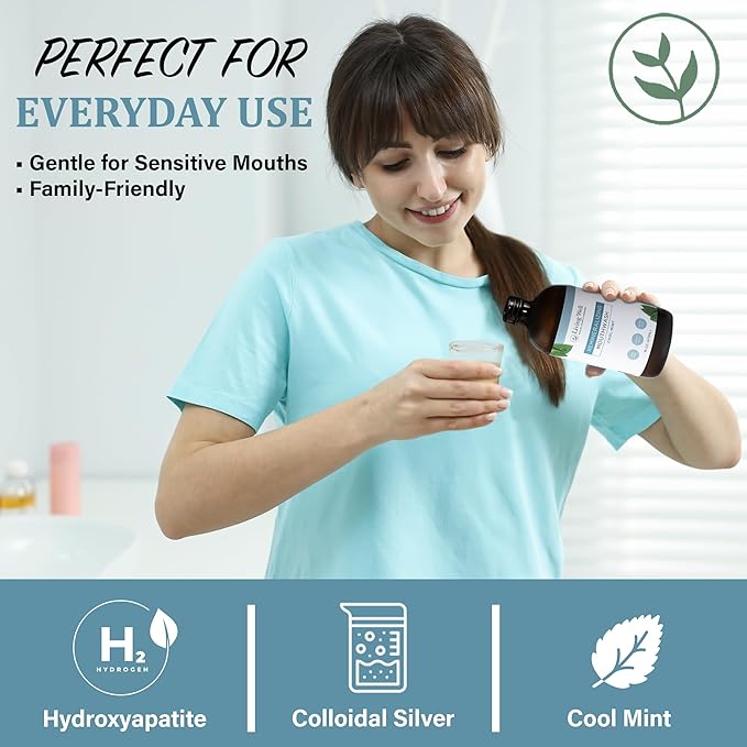 Living Well with Dr. Michelle Cool Mint Remineralizing Mouthwash | Hydroxyapatite & Colloidal Silver Formula | Alcohol-Free | Fluoride-Free Mouth Rinse