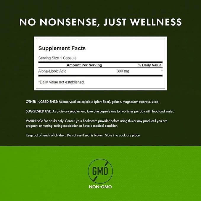 Swanson Alpha Lipoic Acid Health Supplement 300 mg 120 Capsules
