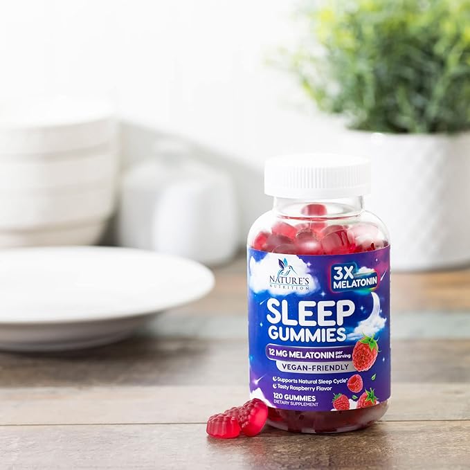 Sleep Gummies for Adults Extra Strength - 12 mg Melatonin Sleep Gummy Supplement, Melatonin Gummy for Occasional Sleep Support Supplement, Vegan, Non-GMO, Gluten Free, Gomitas para Dormir, 120 Gummies