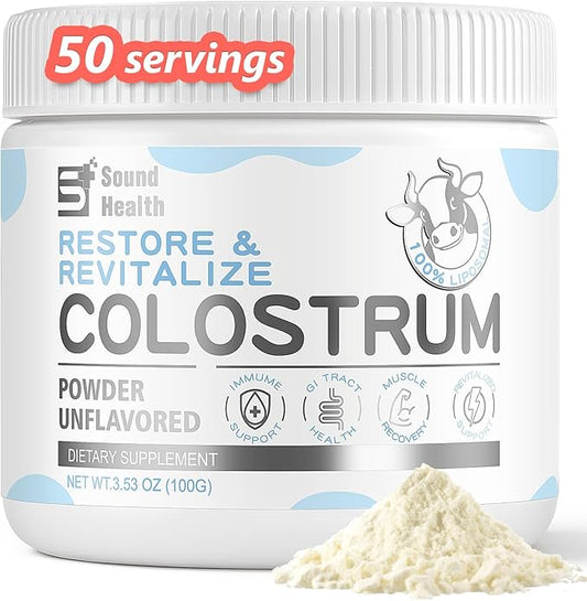 Colostrum Supplement Powder for Humans - Organic Bovine Colostrum Supplement for Gut Health, Hair Growth, Beauty, and Immune Support - Unflavored (50 Servings)