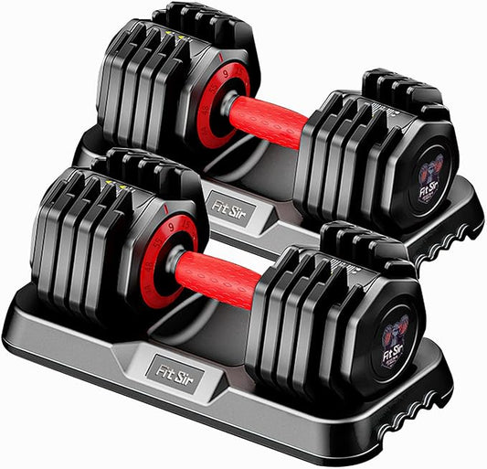 Adjustable Dumbbell Set 25/55/90LBS,10 in 1 Free Weights Dumbbell with Anti-Slip Texture Handle,1 Sec Speed Adjustment Men/Women Gym and Home Strength Training Equipment.