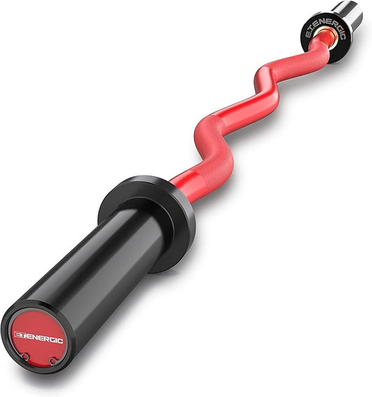 47" Olympic EZ Curl Bar 500-lbs Capacity Steel Barbell Suitable for 2" Weight Plates, 2-Inch Curl Bar for Weight Lifting,Hip Thrusts,Squat,Biceps-Home Gym Weight Bar
