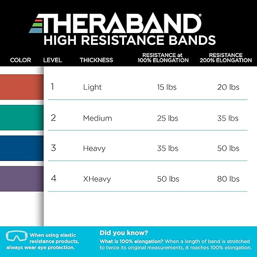 THERABAND High Resistance Bands, Set of 2 Elastic Super Bands for Improving Flexibility, Injury Rehab, & Full Body Workouts, Stretch Bands for Lifting, 1 Light & 1 Medium Band, Multi