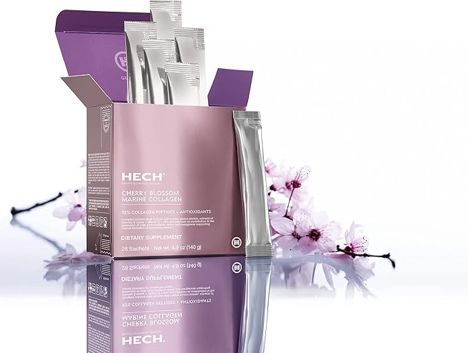 Cherry Blossom Marine Collagen - Drink Sachets for Youthful Glow with 4,600 mg of Marine Collagen and an Antioxidant Matrix with Natural Plant Extracts