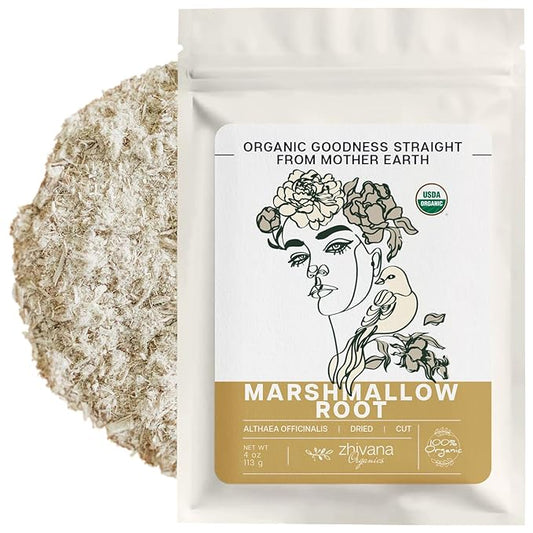 Marshmallow Root Tea (Althea Officinalis) – Organic Marshmallow Root – Throat Tea - Gut Lining, Digestion, Respiratory Health - Blood, Bones, Skin, Hair - Marshmellow Herb – 4 Ounces
