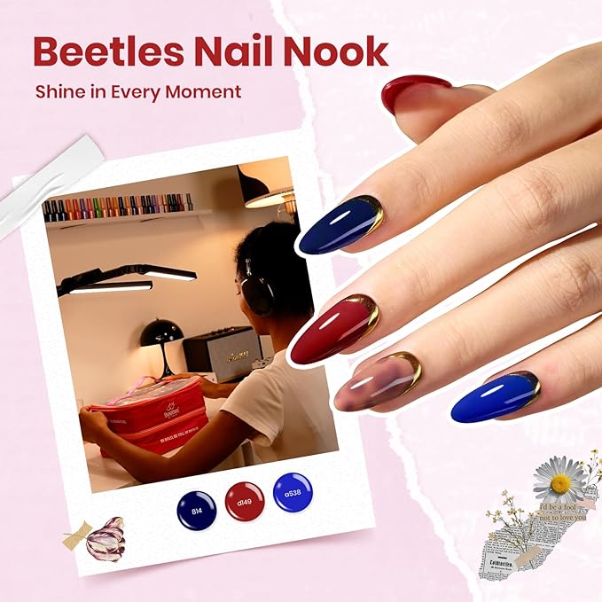 Beetles Nail Nook Gel Nail Polish Set - 119 PCS 100 Colors Gel Polish Kit Base Glossy Matte Glitter Top Coat Glitter Pearl Cat Eye White Red Pink Nude Uv Led Nails Gift for Women