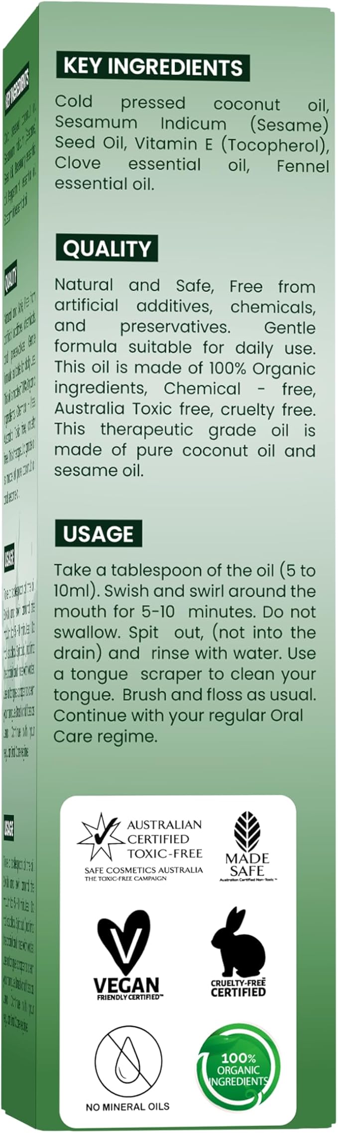 Oil Pulling with Clove & Fennel Essential Oils for Oral Health, Healthy Teeth & Gums, Alcohol Free Mouthwash, Teeth Whitening, for Dry Mouth, Bad Breath & Freshens Mouth