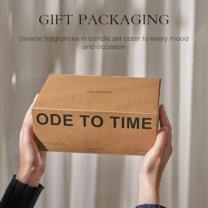 M&SENSE 6 Pack Candles Gift for Home Scented Aromatherapy Candle Set for Women Soy Wax Long Lasting Amber Jar Candles Gift for Birthday Housewarming Mother's Valentine Day