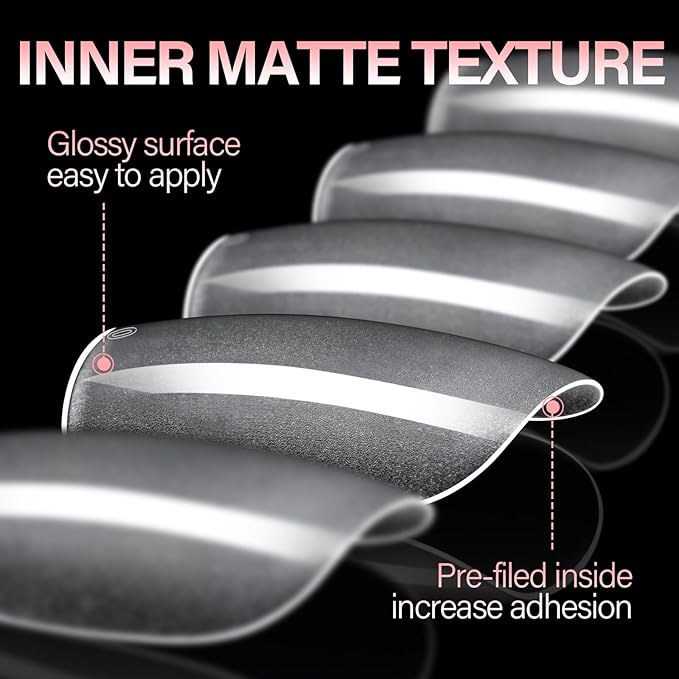 AILLSA Medium Coffin Nail Tips - Pre-shaped False Nail Tips Full Cover Matte Thickened Nails Tips, Fake Nails 450pcs 15 Sizes for DIY