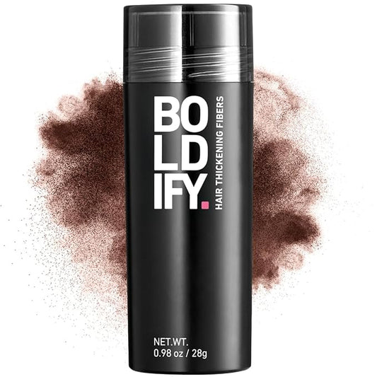 BOLDIFY Hair Fibers (28g) - Fill In Thinning and Fine Hair for an Instantly Fuller, Thicker Look - 14 Shades for Women & Men - Hazel Brown