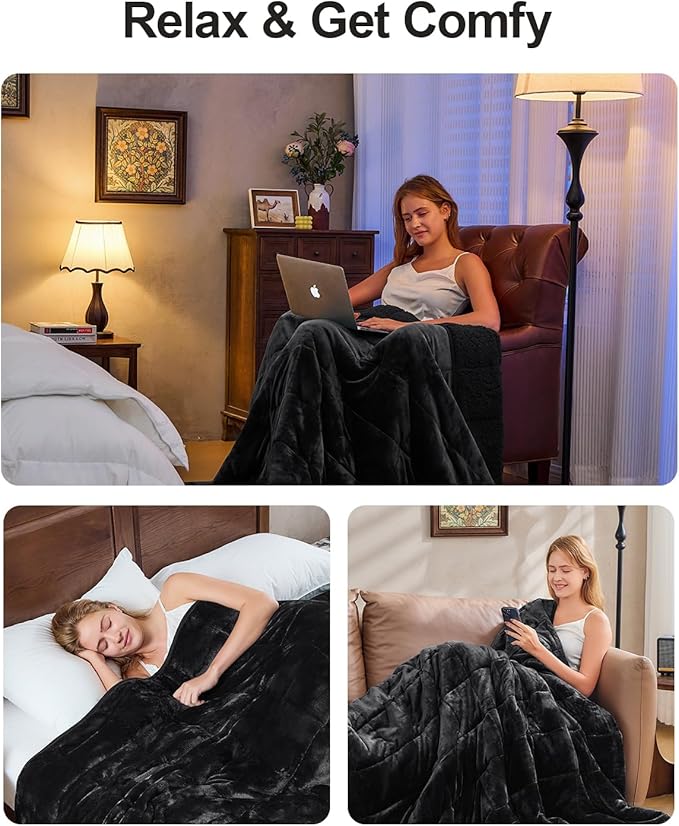 Super Fuzzy Soft Sherpa Fleece Weighted Blanket, 25 lbs Dual Sided Fluffy Heavy Weighted Blankets for Adults - No Bunching with Double Layers of Soft Inner Lining (60"x 80", 25 Pounds)