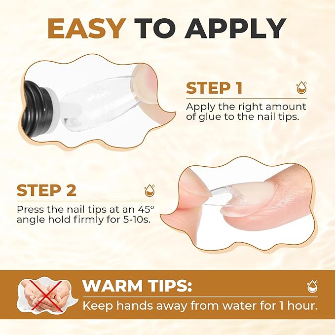 UNA GELLA Quick Drying Super Nail Glue for Press On Nails, Acrylic Nails & Nail Tips No Lamp Need Press On Nails Glue Drip Use with Opener（5ML） Long Lasting for DIY Nail Art