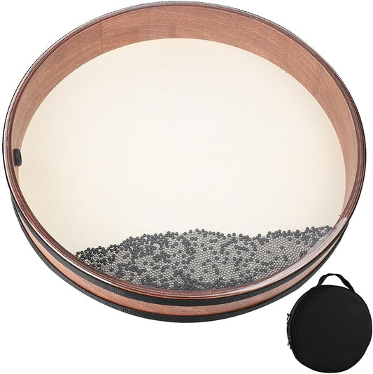 Ocean Drum 16 inch Large Size Wave Drum with Goatskin Drumhead,Steel&Plastic Wave Bead,Bag, Sound Healing Instrument for Yoga Meditation Relaxation